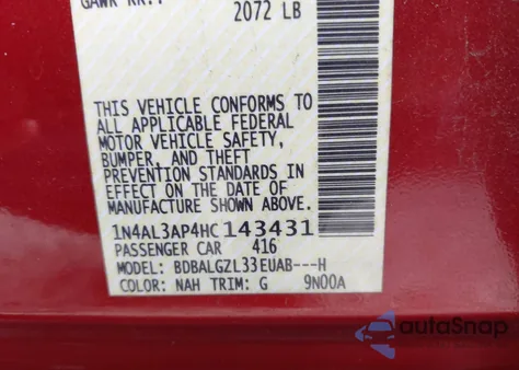 2017 Nissan Altima 2.5 S z USA, uszkodzony, nr VIN 1N4AL3AP4HC143431